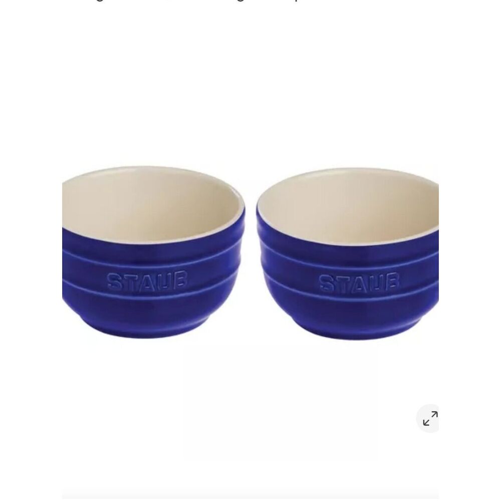 Staub Stoneware Set Of 2 Ramequins- Dark Blue